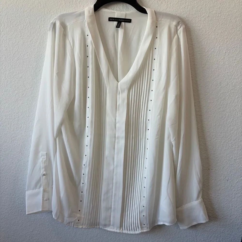 White House Black Market Pintuck Studded Blouse